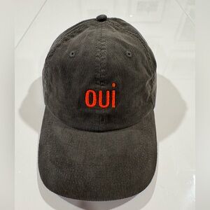 Dusty Olive Corduroy Cap with Orange Oui Embroidery